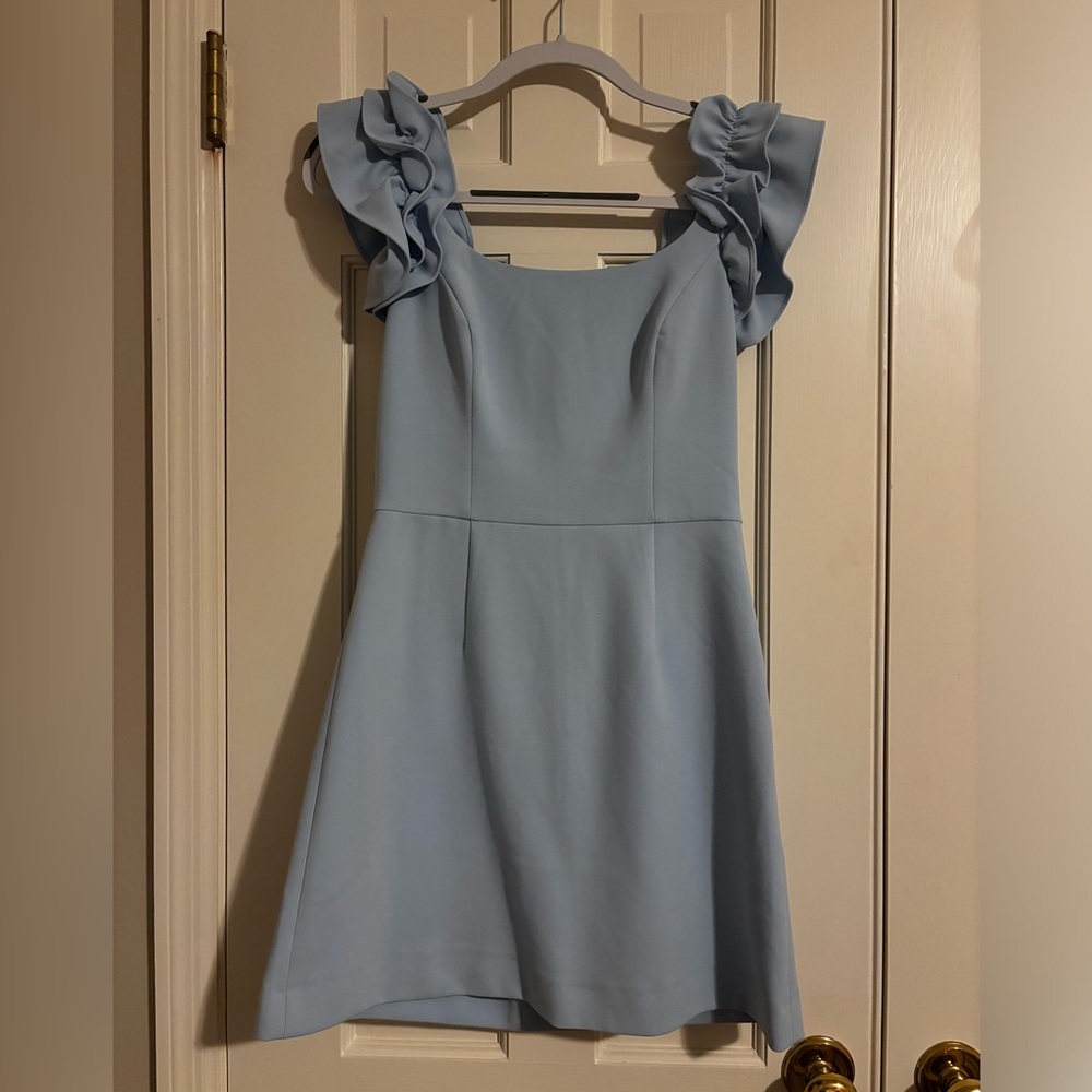 French Connection Light Blue Ruffle Sleeve Dress Size:2